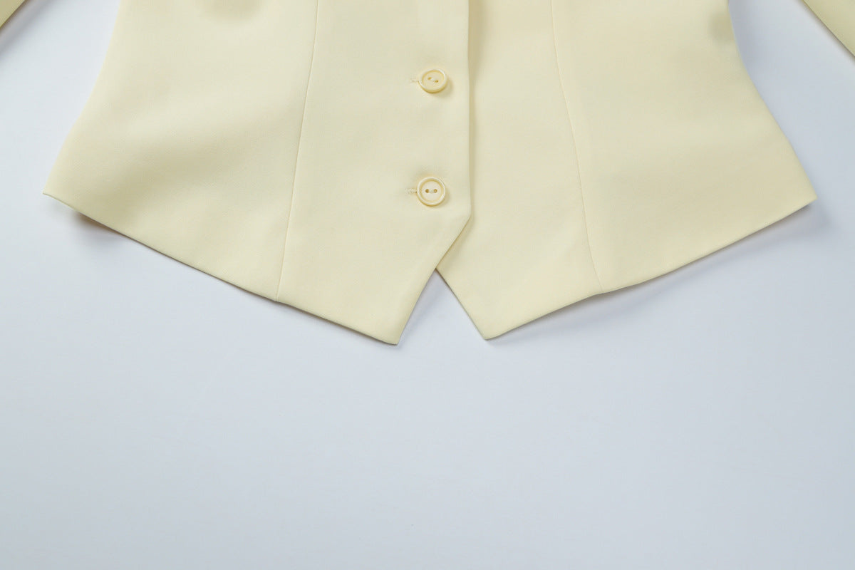 Women Clothing Autumn Elegant Cardigan Button Small Blazers Slim Solid Color Coat - Modestly Vogue 