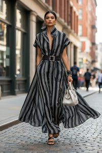 Black and White Stripes European and American U Size S, Non-Chinese Code