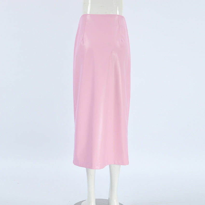 Trendy High Waist, Fashionable Leather Skirt