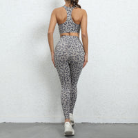 Leopard Print Yoga Clothes Beauty Back Tight Sports Suit Peach Hip Raise High Waist Fitness Suit Women