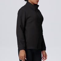 High Collar Warm Fleece Lined Zipped Sports Coat Loose Yoga Clothes Casual All Matching Women