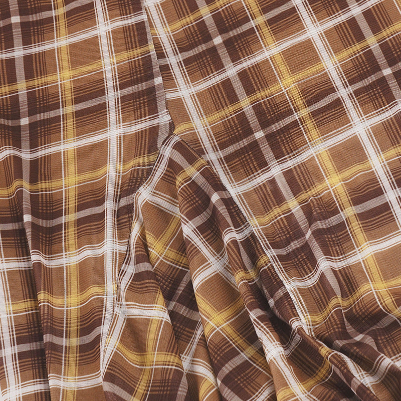Retro Patchwork Plaid A line Long Skirt