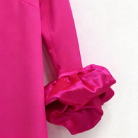 Pink High Neck Collar Cuff Large Floral Maxi Formal Dress - Modestly Vogue 