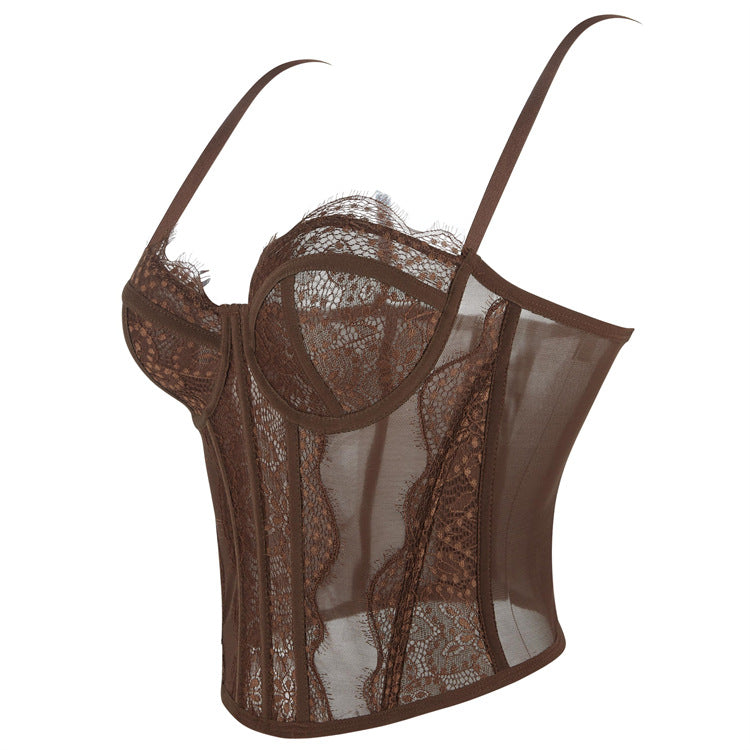 Women’s Lace Camisole with Built-In Bra and Pads