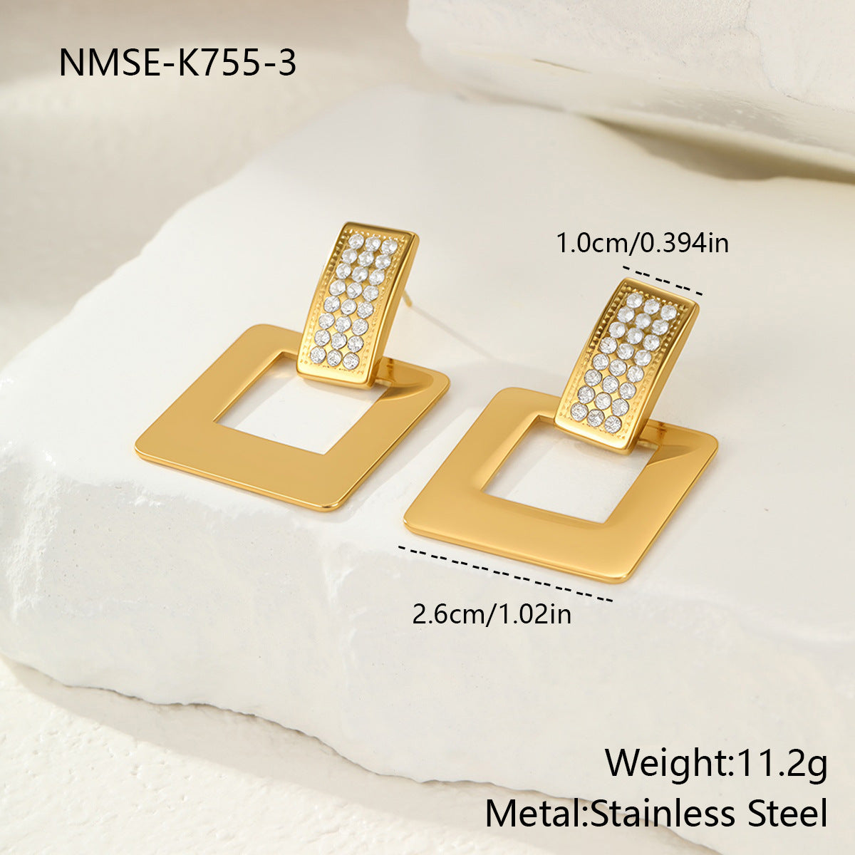 Geometric Abstract Diamond Square Stainless Steel Earrings