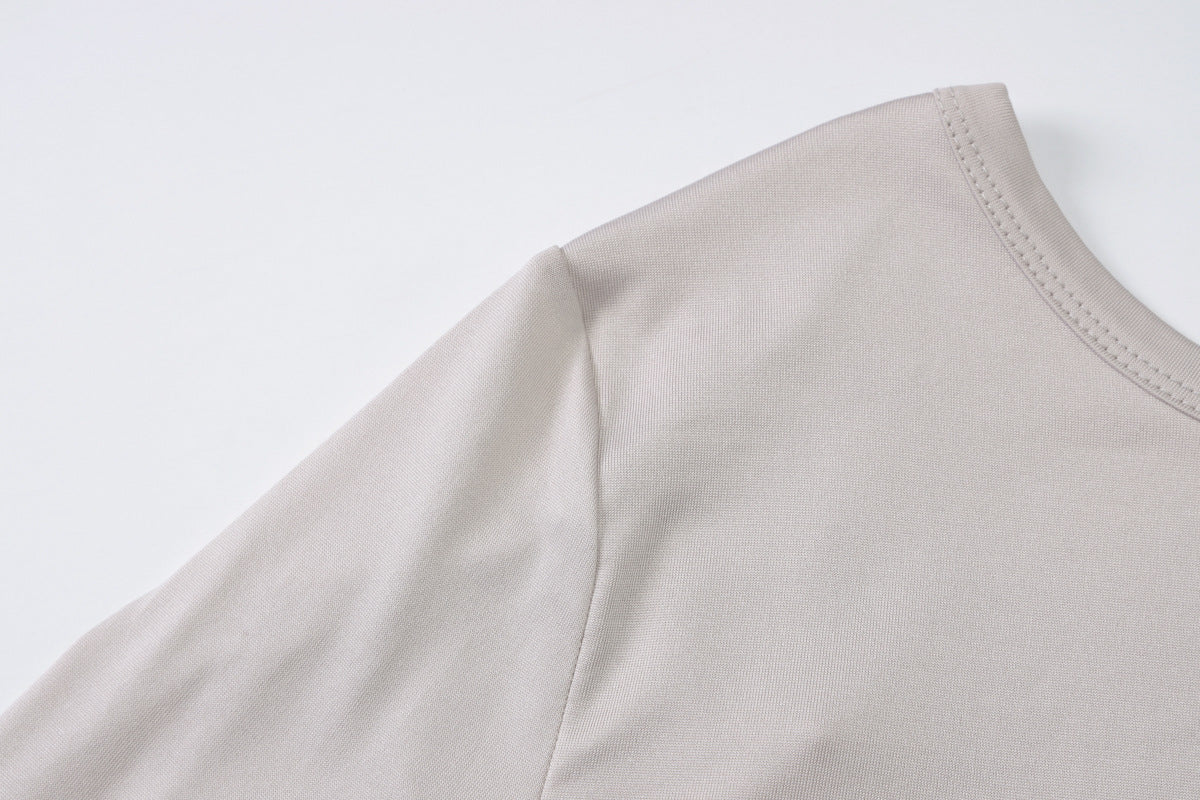 Women’s Slim Fit Long Sleeve Backless Solid Color Top