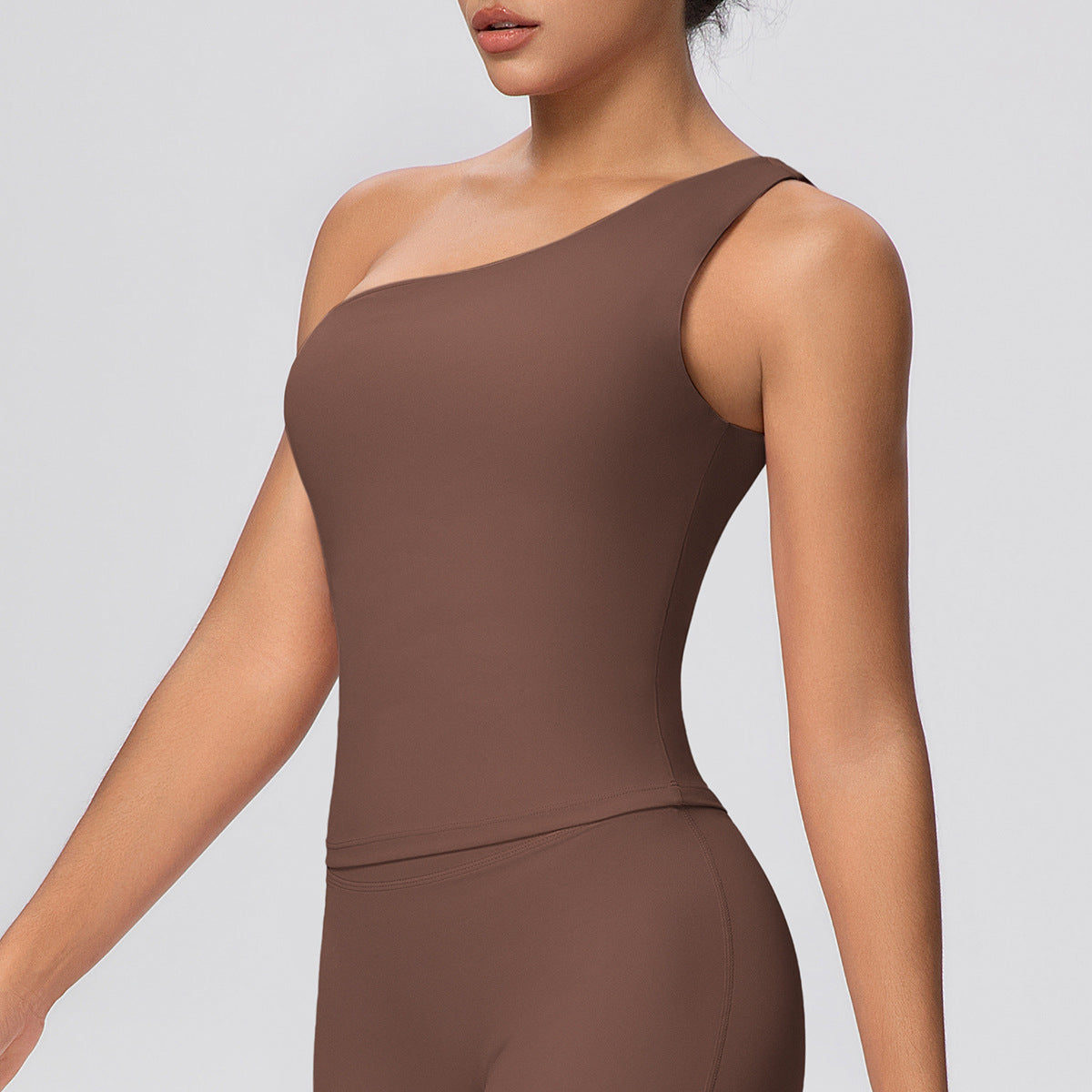 One Shoulder Slim Fit Workout Vest | Quick Drying Yoga Sports Top - Modestly Vogue 