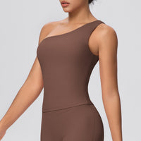 One Shoulder Slim Fit Workout Vest | Quick Drying Yoga Sports Top - Modestly Vogue 
