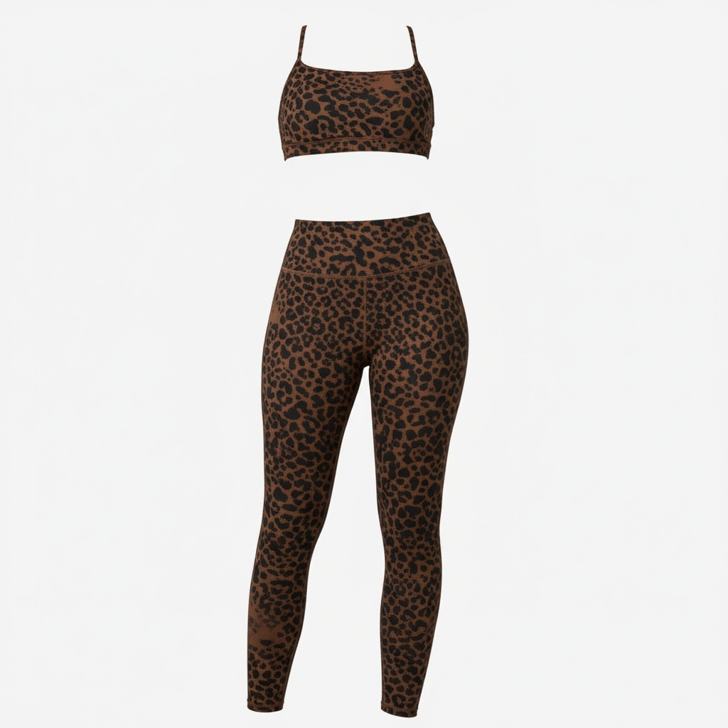 Leopard Print Tight Yoga Women High Waist Hip Raise Pants Thin Strap Beauty Back Exercise Bra Fitness Two Piece Sets