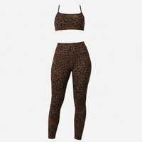 Leopard Print Tight Yoga Women High Waist Hip Raise Pants Thin Strap Beauty Back Exercise Bra Fitness Two Piece Sets