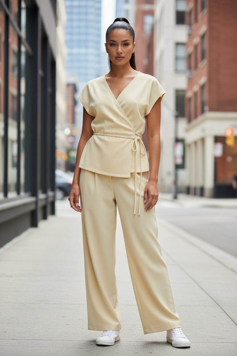 Women's Sleeveless Top & Wide Leg Pants Two Piece Set - Modestly Vogue 