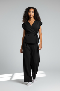 Women's Sleeveless Top & Wide Leg Pants Two Piece Set - Modestly Vogue 