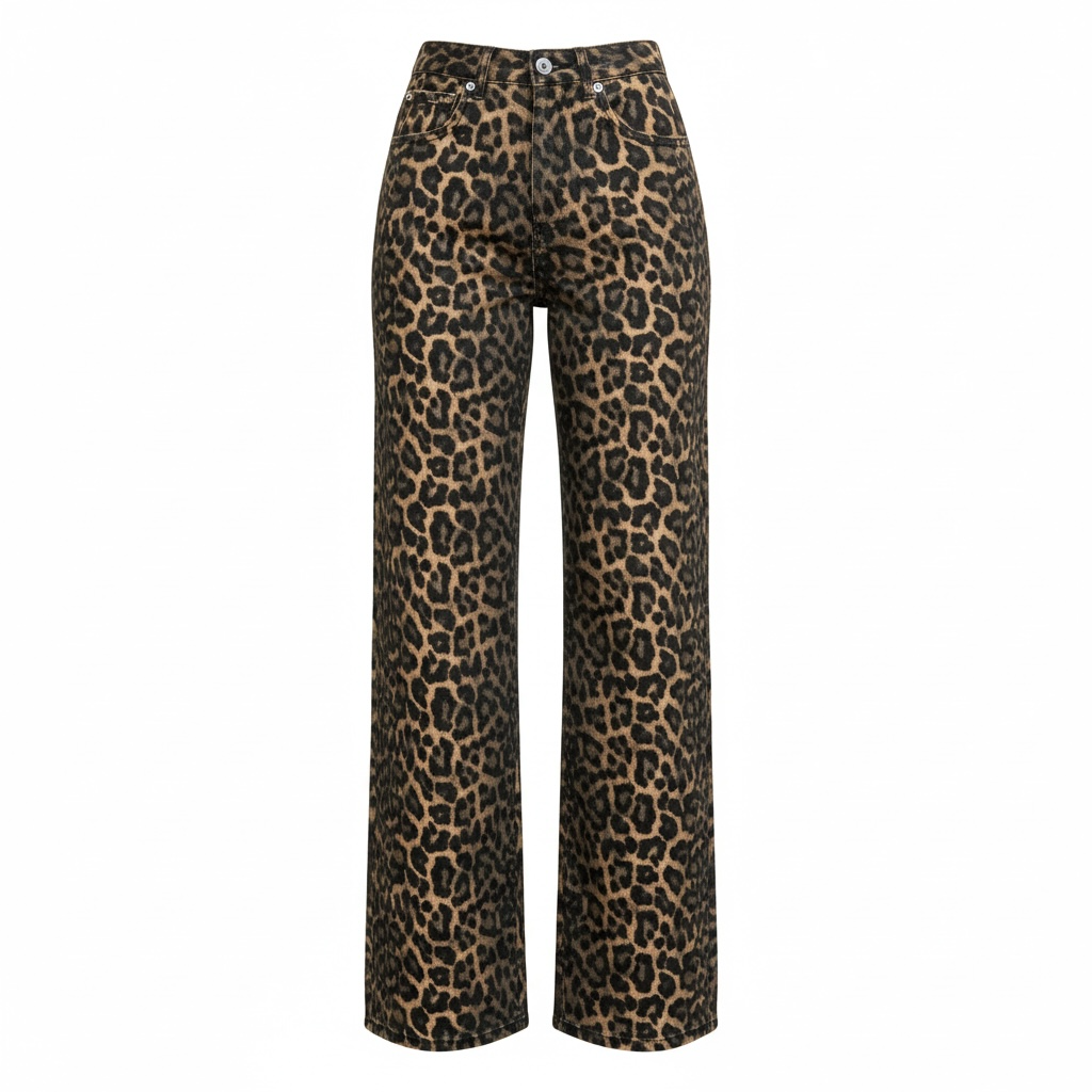 Women's Leopard Print Wide Leg Pants & Puff Sleeve Top Set - Modestly Vogue 