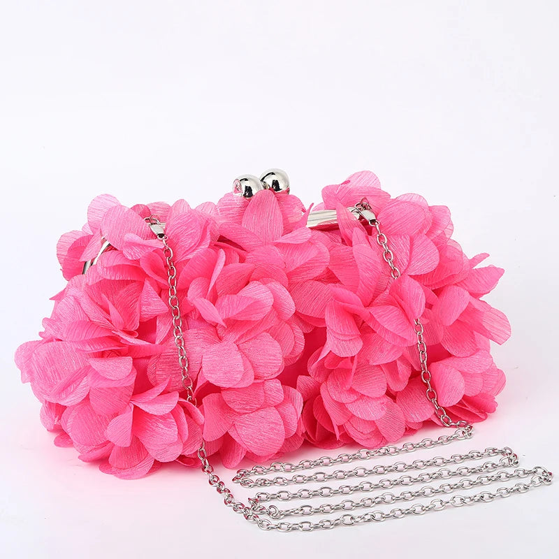 Flower Dinner Purse Designer Floral Chain Crossbody Bride Handbag - Modestly Vogue 