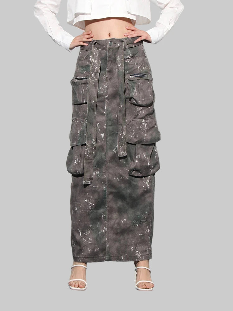 Camouflage Patchwork Lace Up Skirt - Modestly Vogue 