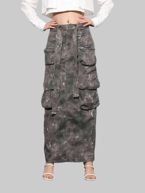 Camouflage Patchwork Lace Up Skirt - Modestly Vogue 