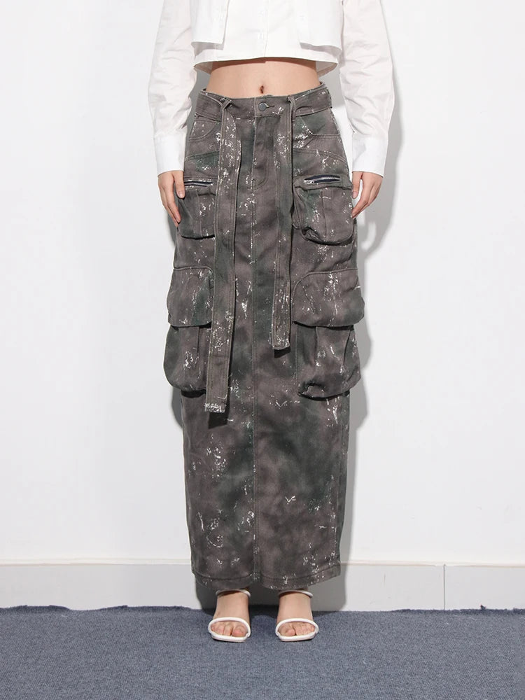 Camouflage Patchwork Lace Up Skirt - Modestly Vogue 