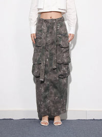 Camouflage Patchwork Lace Up Skirt - Modestly Vogue 