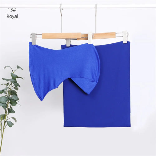 2pc/set Plain Chiffon Hijab Scarf With Stretchy Modal Cotton Turban - Modestly Vogue 
