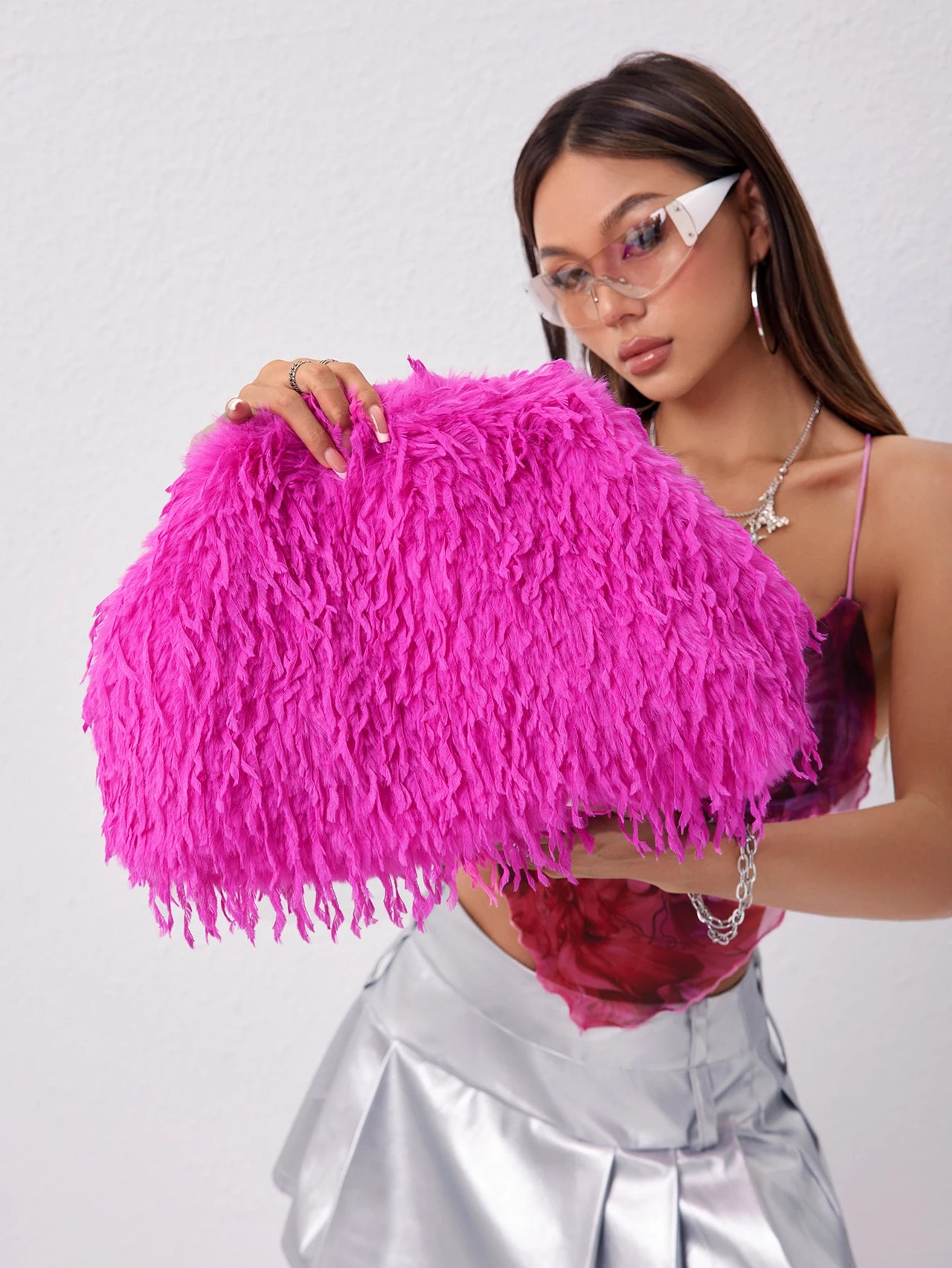 Fuzzy Fur Clutch Bag Purse - Modestly Vogue 