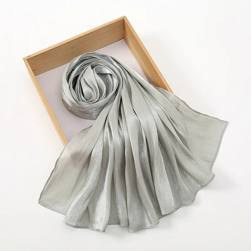 Solid Color Silk Satin Hijab – Luxury Shimmer Scarf for Modest Style - Modestly Vogue 