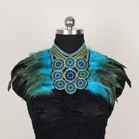 Vintage Goth Feather Bolero | Punk Lace Mock Collar - Modestly Vogue 