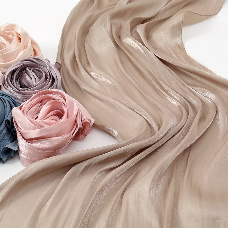 Solid Color Silk Satin Hijab – Luxury Shimmer Scarf for Modest Style - Modestly Vogue 
