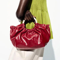 RUCHED HANDBAG, Fashionable Metal Handle Clutches, Handbag Purse - Modestly Vogue 