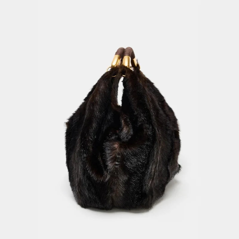 Stylish Fuzzy Fur Handbag | Large Fashionable Women's Bag - Modestly Vogue 