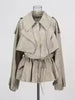 Taupe Faux Suede Cropped Trench Mini Skirt Set - Modestly Vogue 
