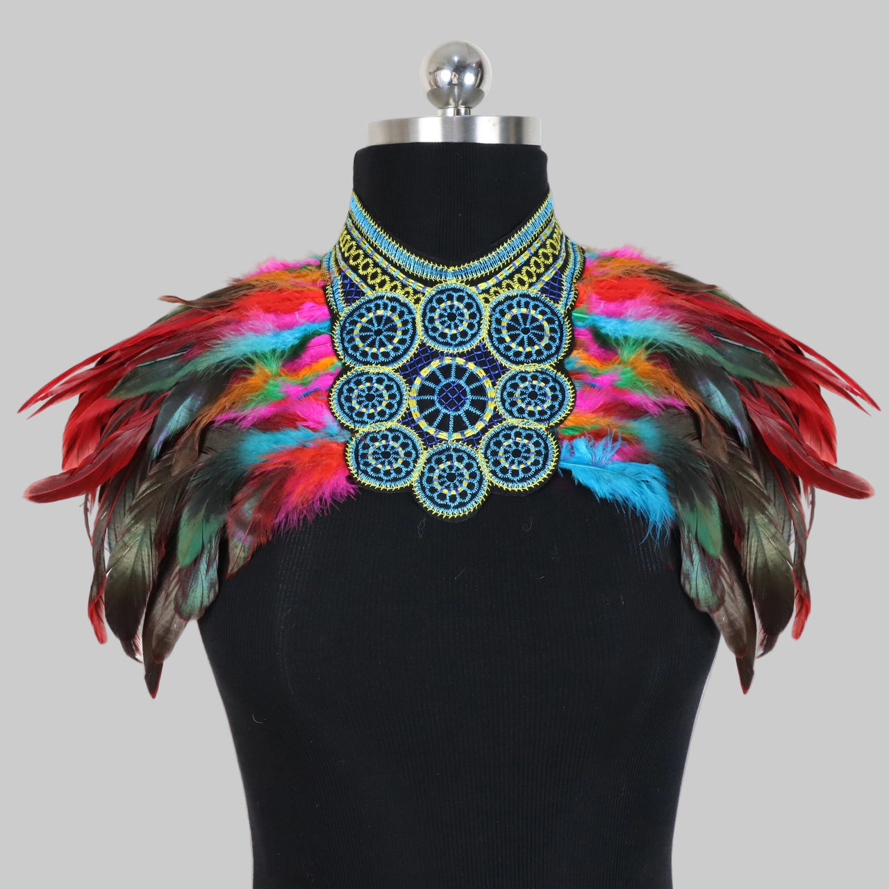 Vintage Goth Feather Bolero | Punk Lace Mock Collar - Modestly Vogue 
