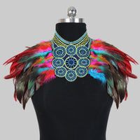 Vintage Goth Feather Bolero | Punk Lace Mock Collar - Modestly Vogue 