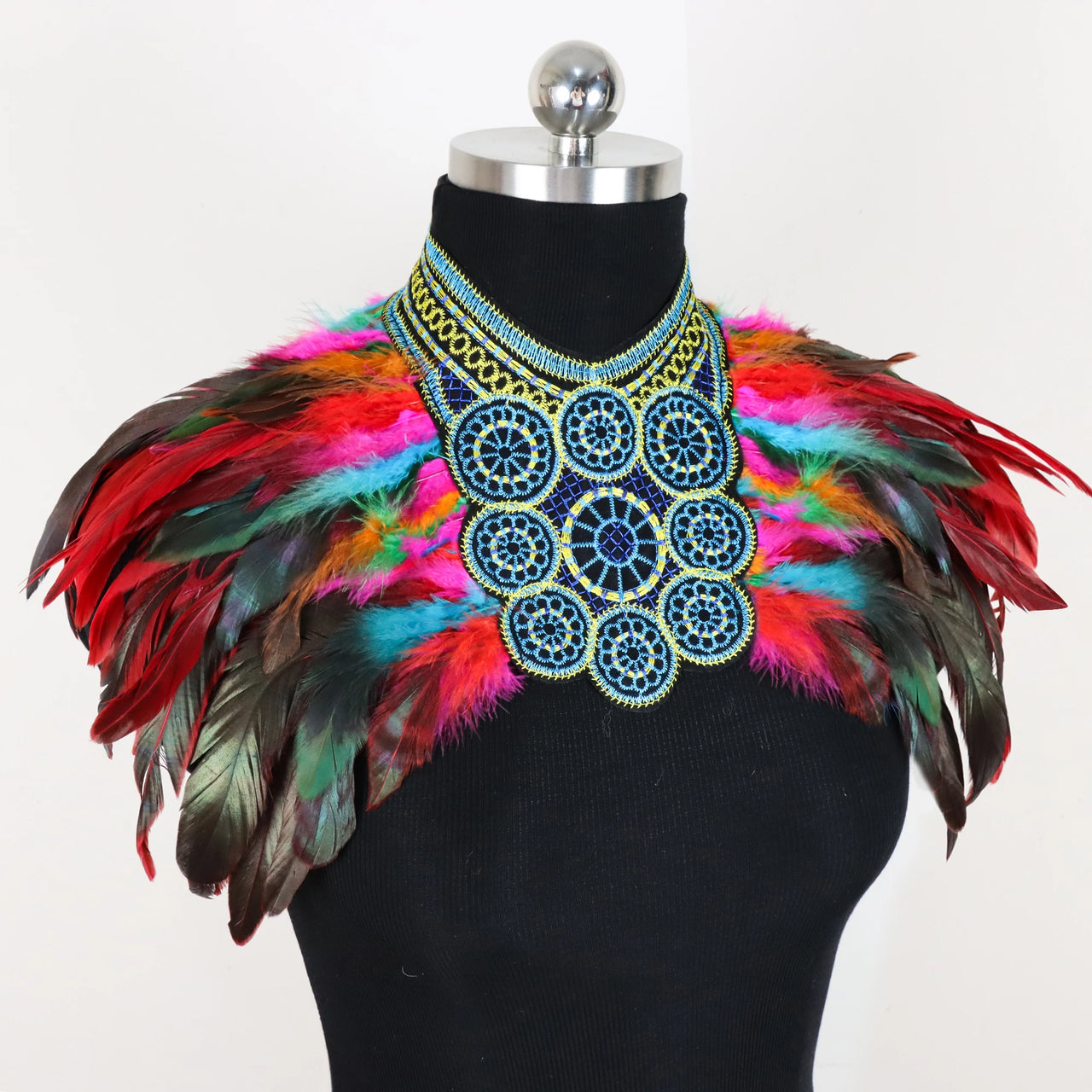 Vintage Goth Feather Bolero | Punk Lace Mock Collar - Modestly Vogue 