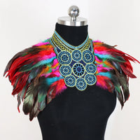 Vintage Goth Feather Bolero | Punk Lace Mock Collar - Modestly Vogue 
