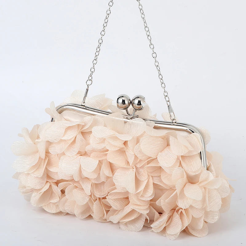 Flower Dinner Purse Designer Floral Chain Crossbody Bride Handbag - Modestly Vogue 