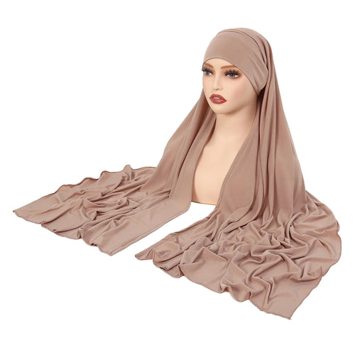 Crystal Hemp Women's Hijab Solid Color Muslim Ladies Turban Soft - Modestly Vogue 
