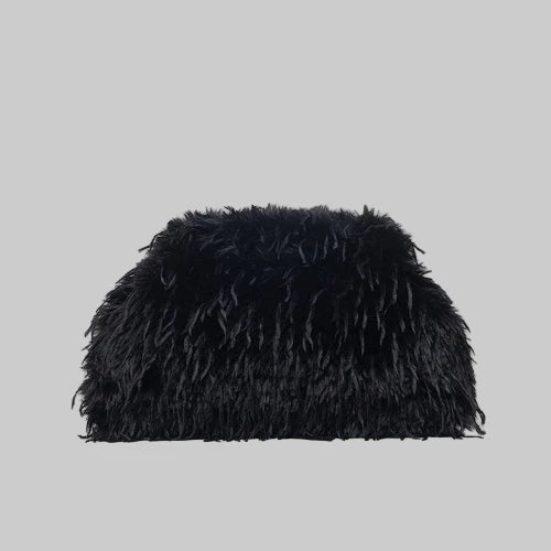Fuzzy Fur Clutch Bag Purse - Modestly Vogue 