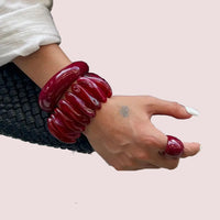 Vintage 3 Styles Red Thick Acrylic Resin Cuff Bracelets Bangles - Modestly Vogue 