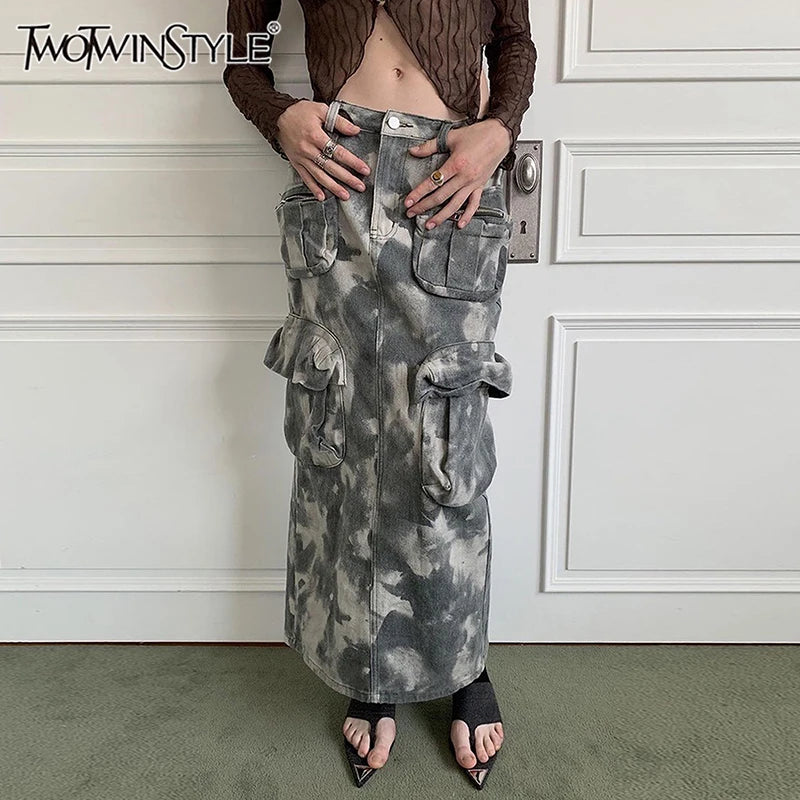 Camouflage Patchwork Lace Up Skirt - Modestly Vogue 