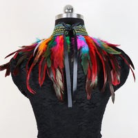 Vintage Goth Feather Bolero | Punk Lace Mock Collar - Modestly Vogue 