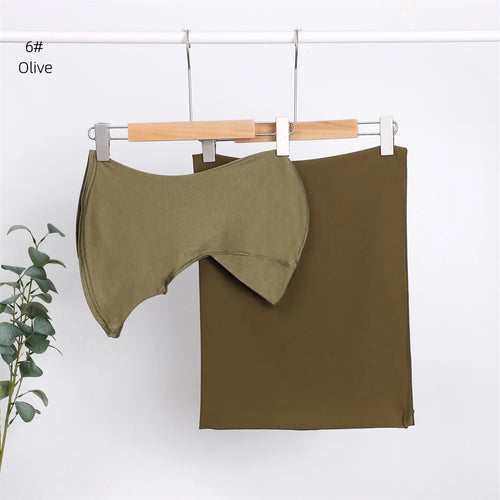 2pc/set Plain Chiffon Hijab Scarf With Stretchy Modal Cotton Turban - Modestly Vogue 