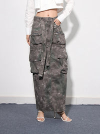 Camouflage Patchwork Lace Up Skirt - Modestly Vogue 