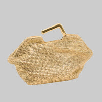 GOLD BAG WITH METAL HANDLE, Woven Handbag for Women, Luxury Designer - Modestly Vogue 