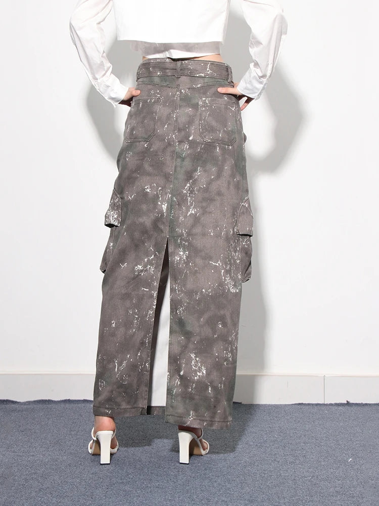 Camouflage Patchwork Lace Up Skirt - Modestly Vogue 