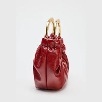 RUCHED HANDBAG, Fashionable Metal Handle Clutches, Handbag Purse - Modestly Vogue 