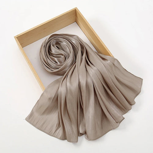 Solid Color Silk Satin Hijab – Luxury Shimmer Scarf for Modest Style - Modestly Vogue 