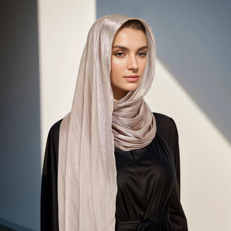 Solid Color Silk Satin Hijab – Luxury Shimmer Scarf for Modest Style - Modestly Vogue 