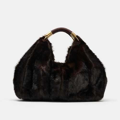 Stylish Fuzzy Fur Handbag | Large Fashionable Women's Bag - Modestly Vogue 
