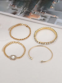 Artistic Retro Versatile Metal Chain Square Diamond 4-piece Set - Modestly Vogue 