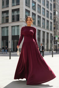 New Women's Fashion Elegant Shawl Solid Color Long Dress - Modestly Vogue 